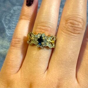 Blue Diamond Gold Plated Ring